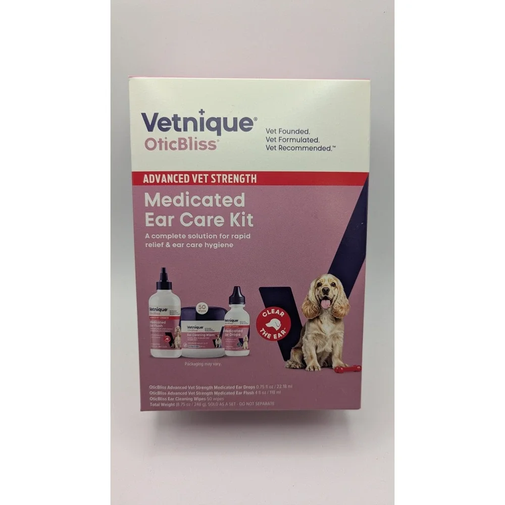 Vetnique OticBliss Medicated Ear Care Kit for Dogs & Cats Advanced Vet‎ Strength